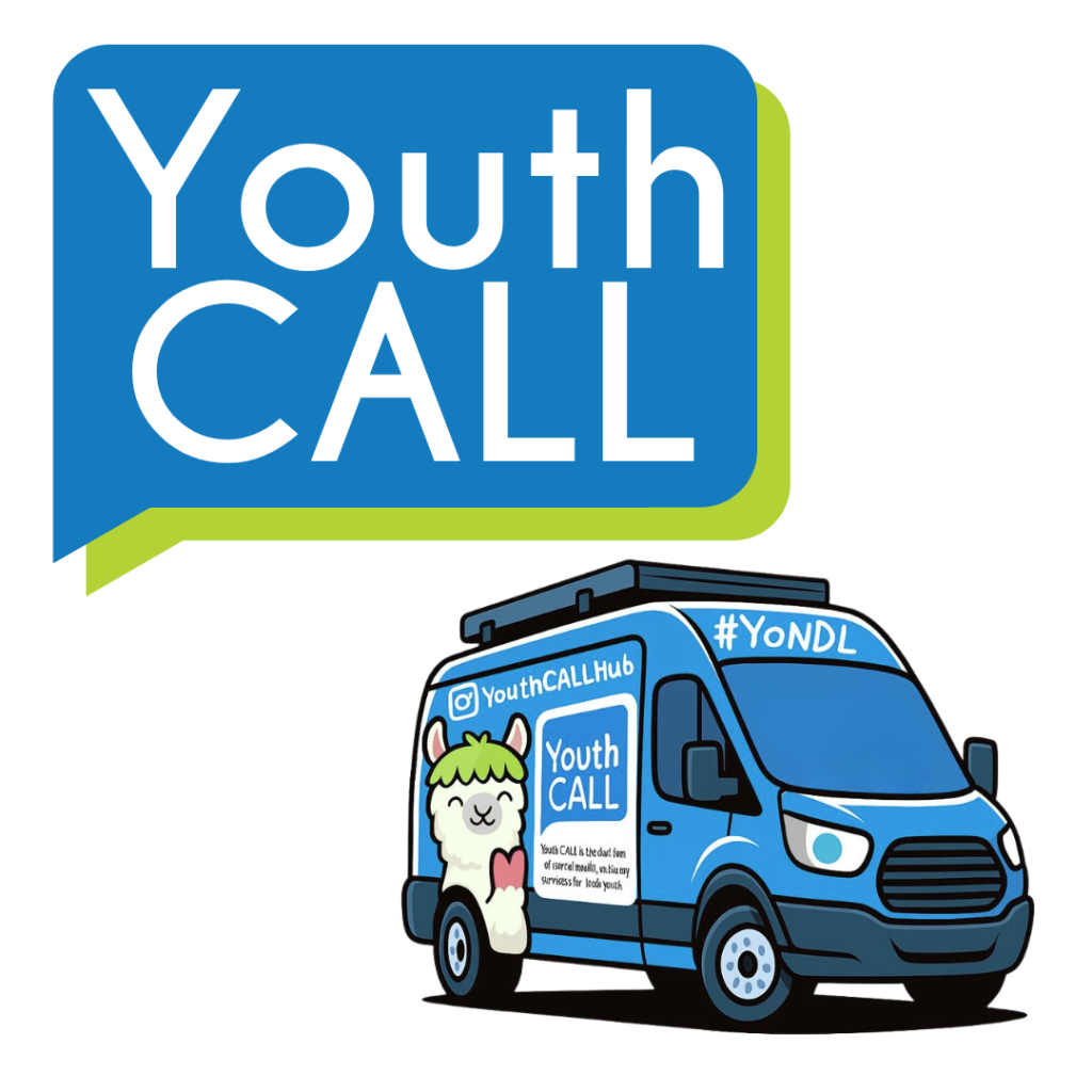 YouthCALL logo with the YouthCALL outreach van.